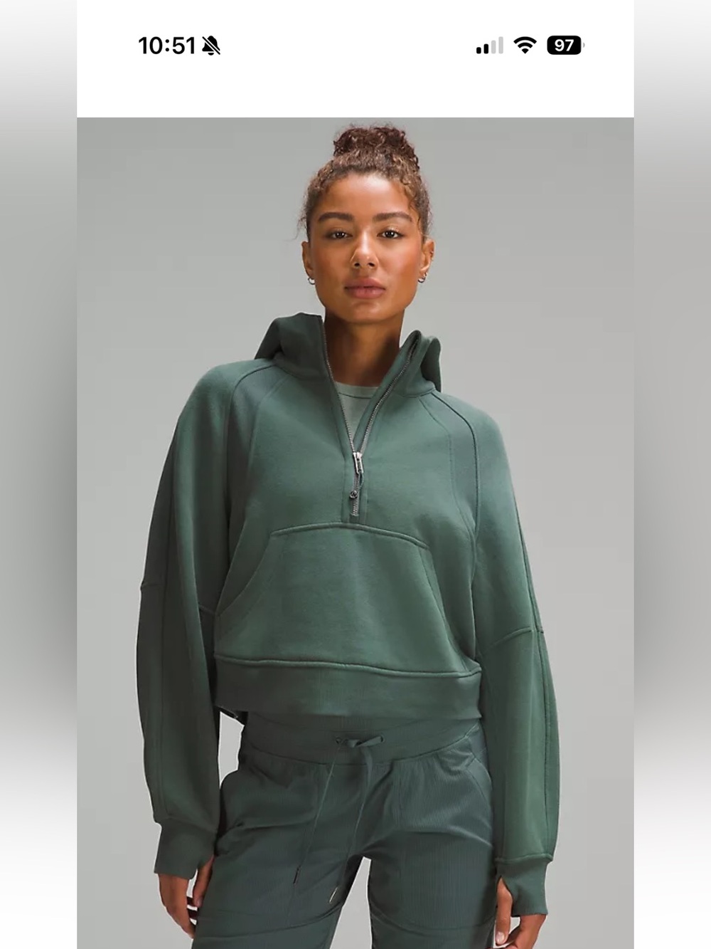 lululemon athletica Cropped Half-Zip Hoodie in Olive